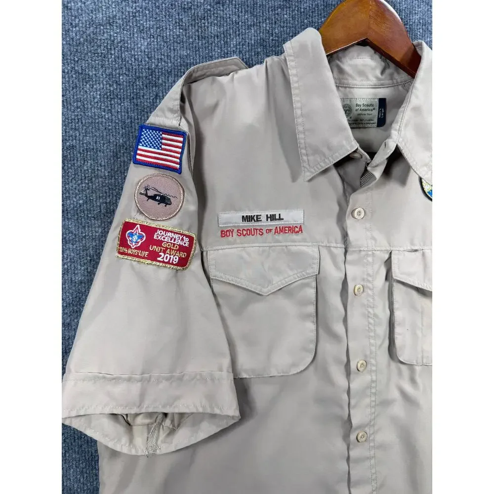 Boy Scouts Of America Uniform Shirt Men's Large Vented Patchwork Scouting - Picture 4 of 9
